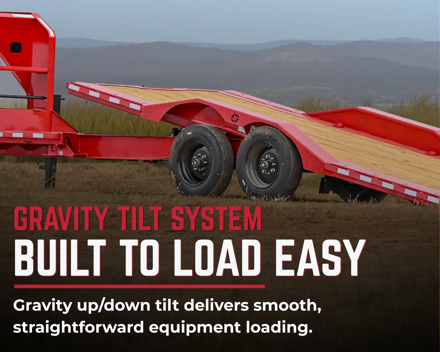 AR 26 T gravity-tilt deck lowered for equipment loading