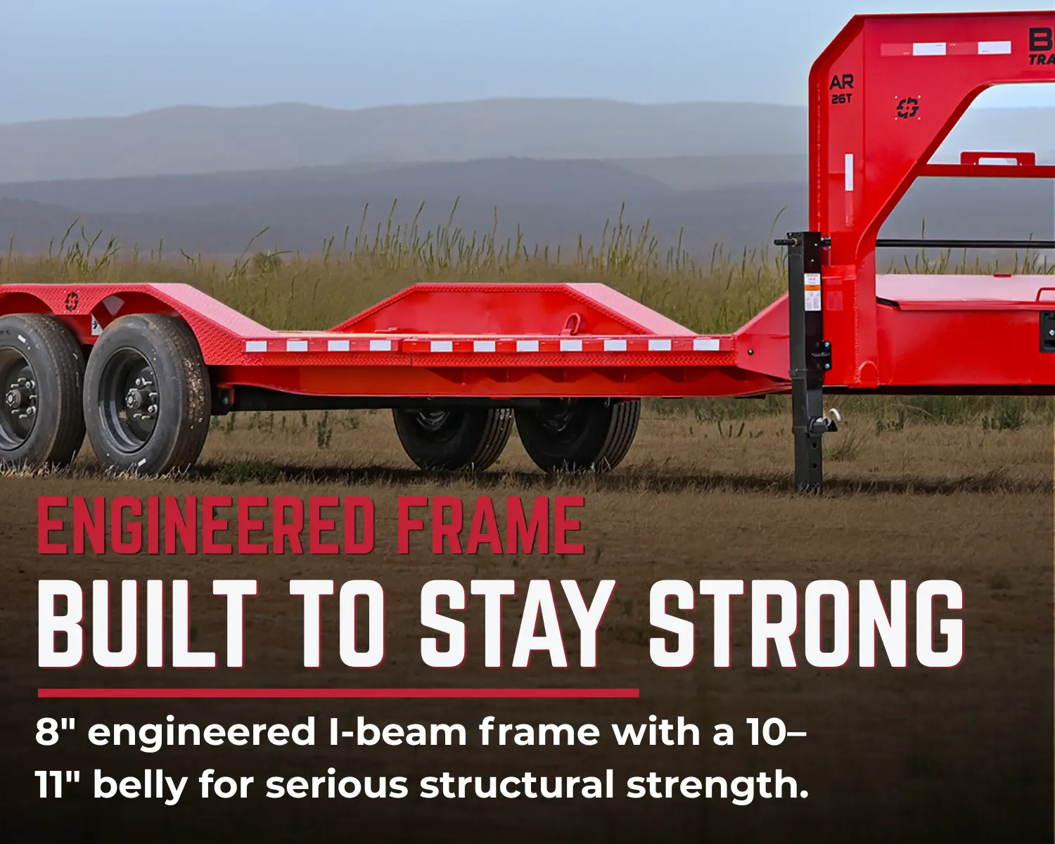 AR 26 T equipment trailer side profile and tandem torsion axles