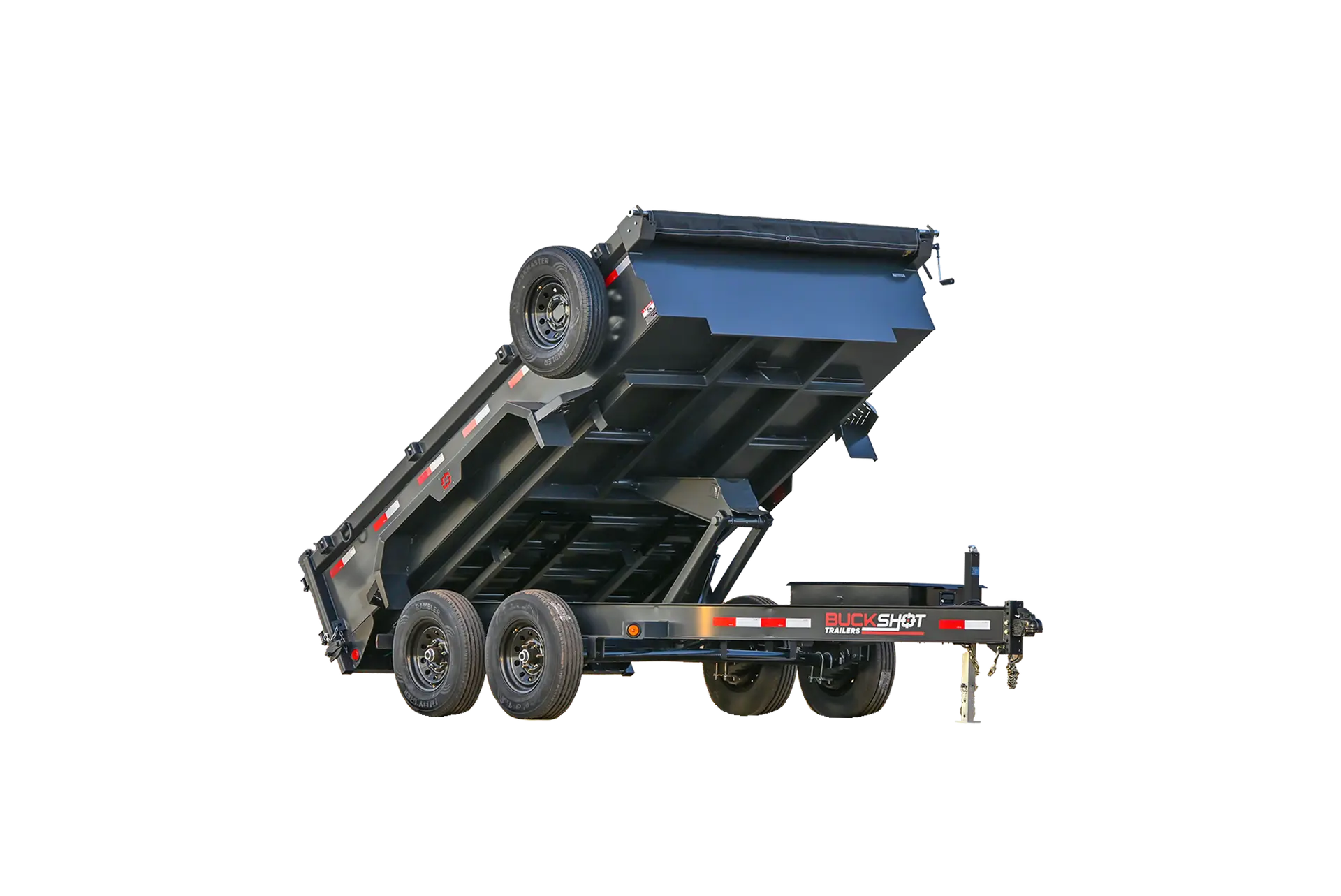 BD 212 bumper pull dump trailer 360 view in Super Red