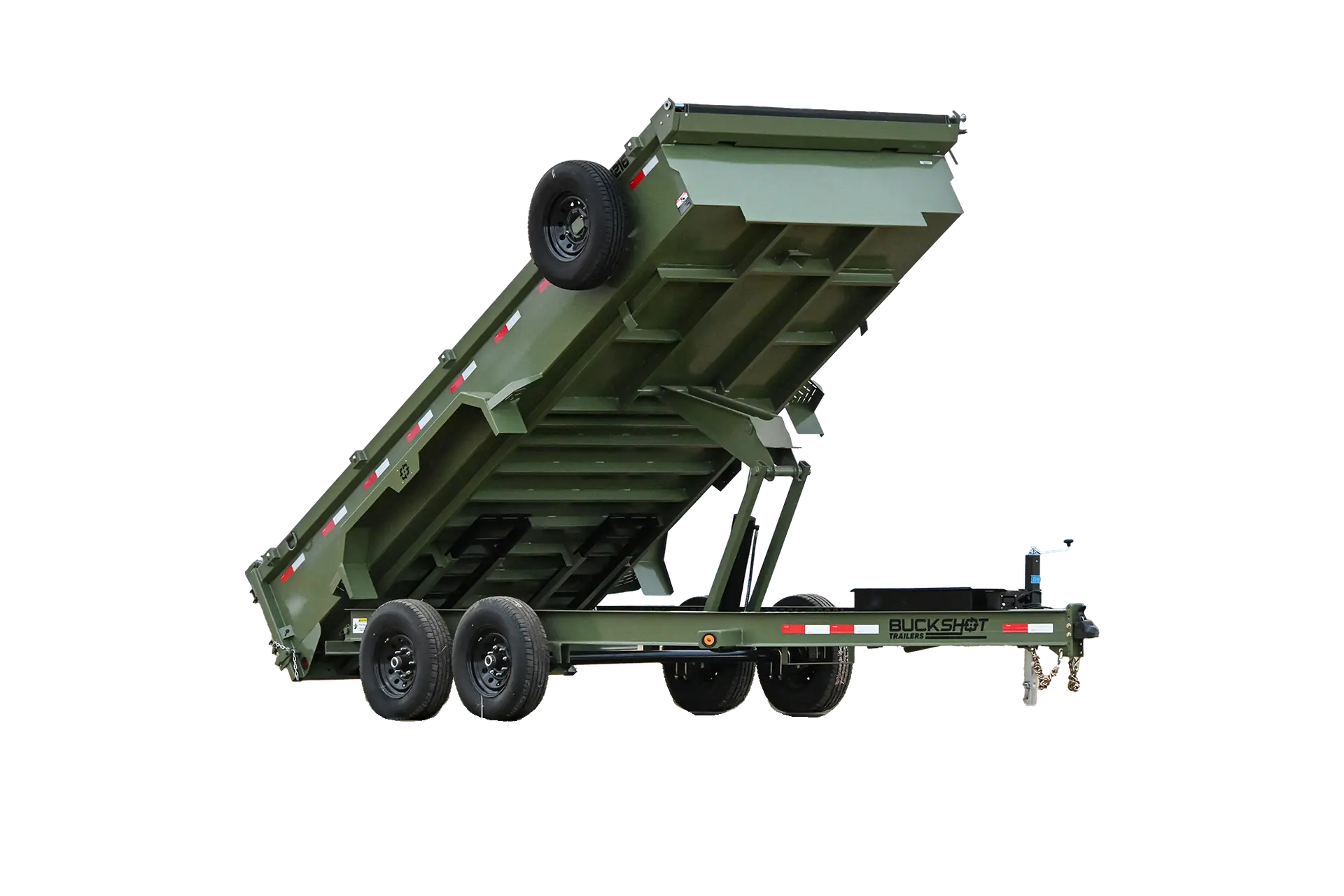 BD 216 bumper pull dump trailer 360 view in Super Red