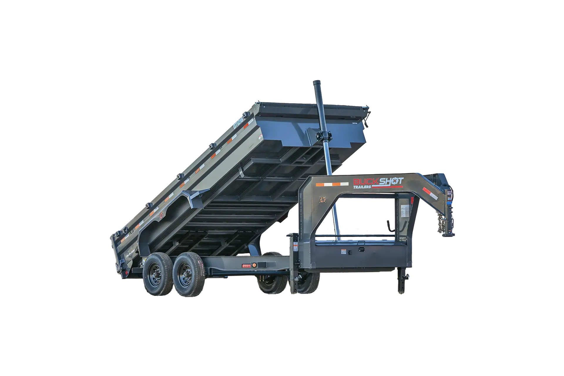 GTI 216 gooseneck dump trailer 360 view in Gunmetal Gray