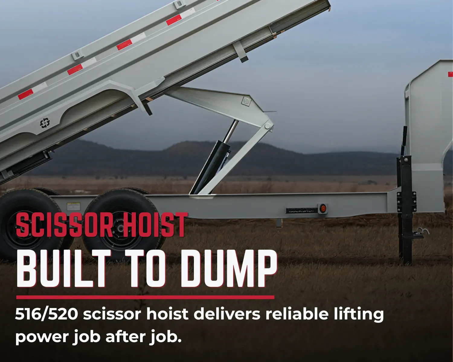 GHI dump trailer with 516/520 scissor hoist and tandem 7K electric-brake axles