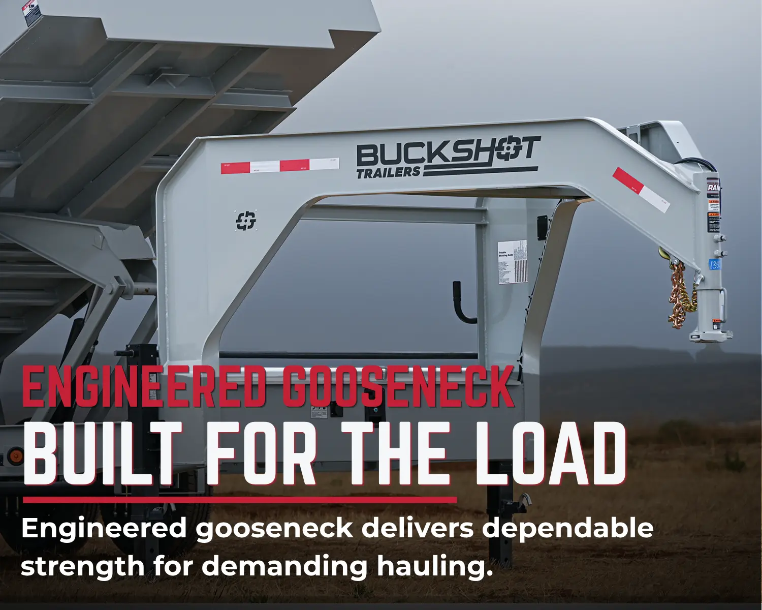 GHI gooseneck dump trailer with engineered gooseneck and I-beam frame