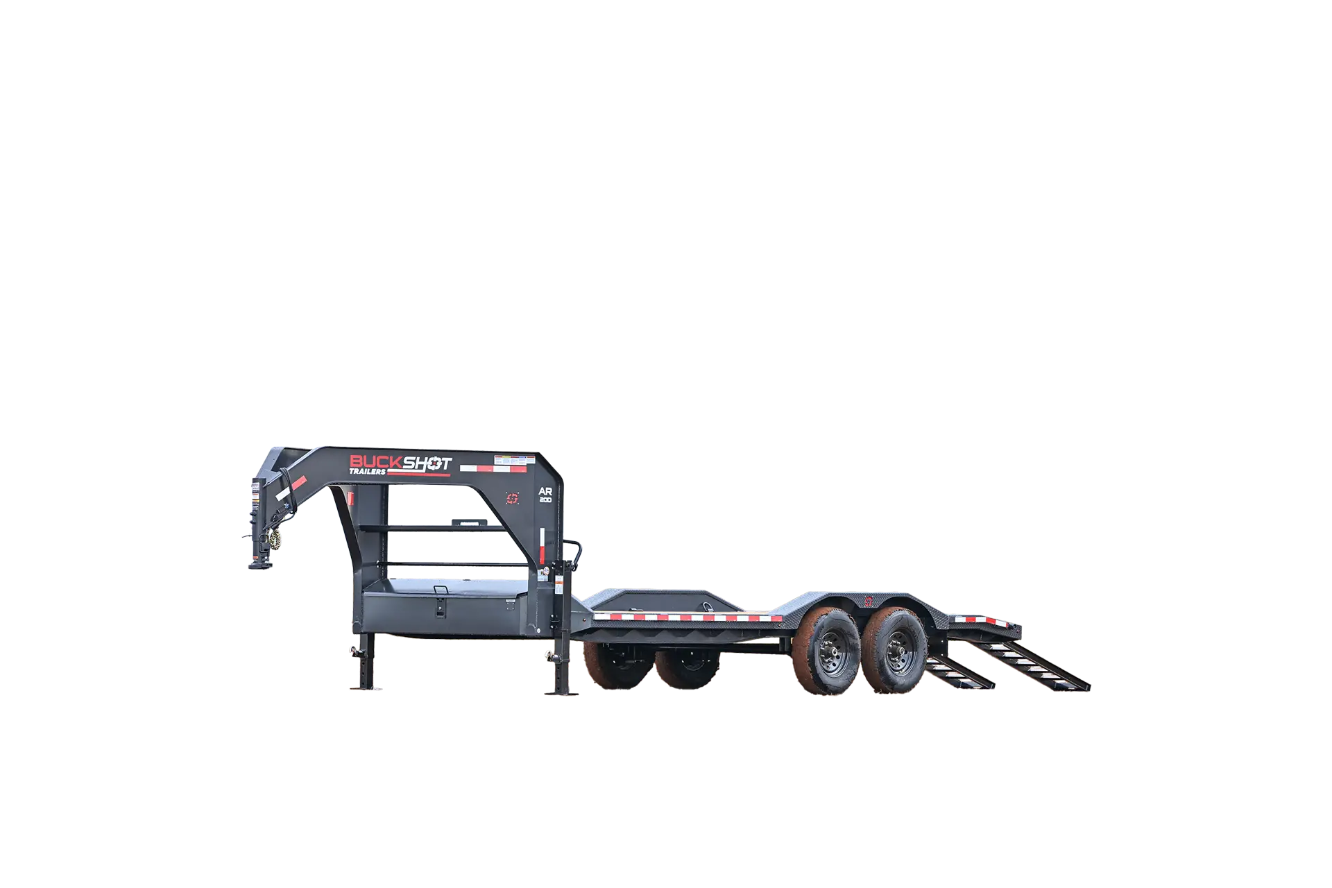 AR-D gooseneck equipment trailer with drive-over fenders in Gunmetal Gray