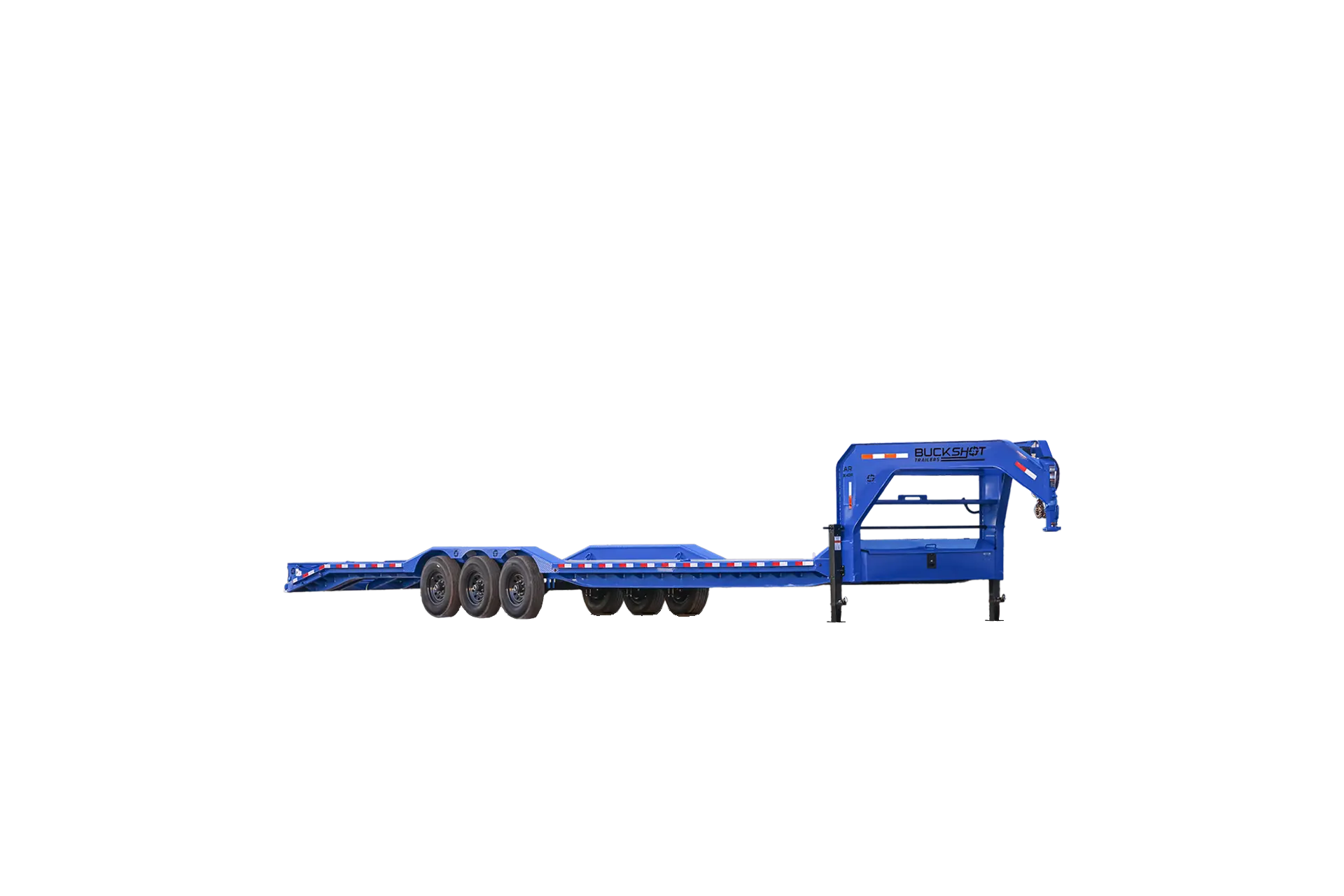 AR X40R triple-axle gooseneck equipment trailer in Blue Ribbon