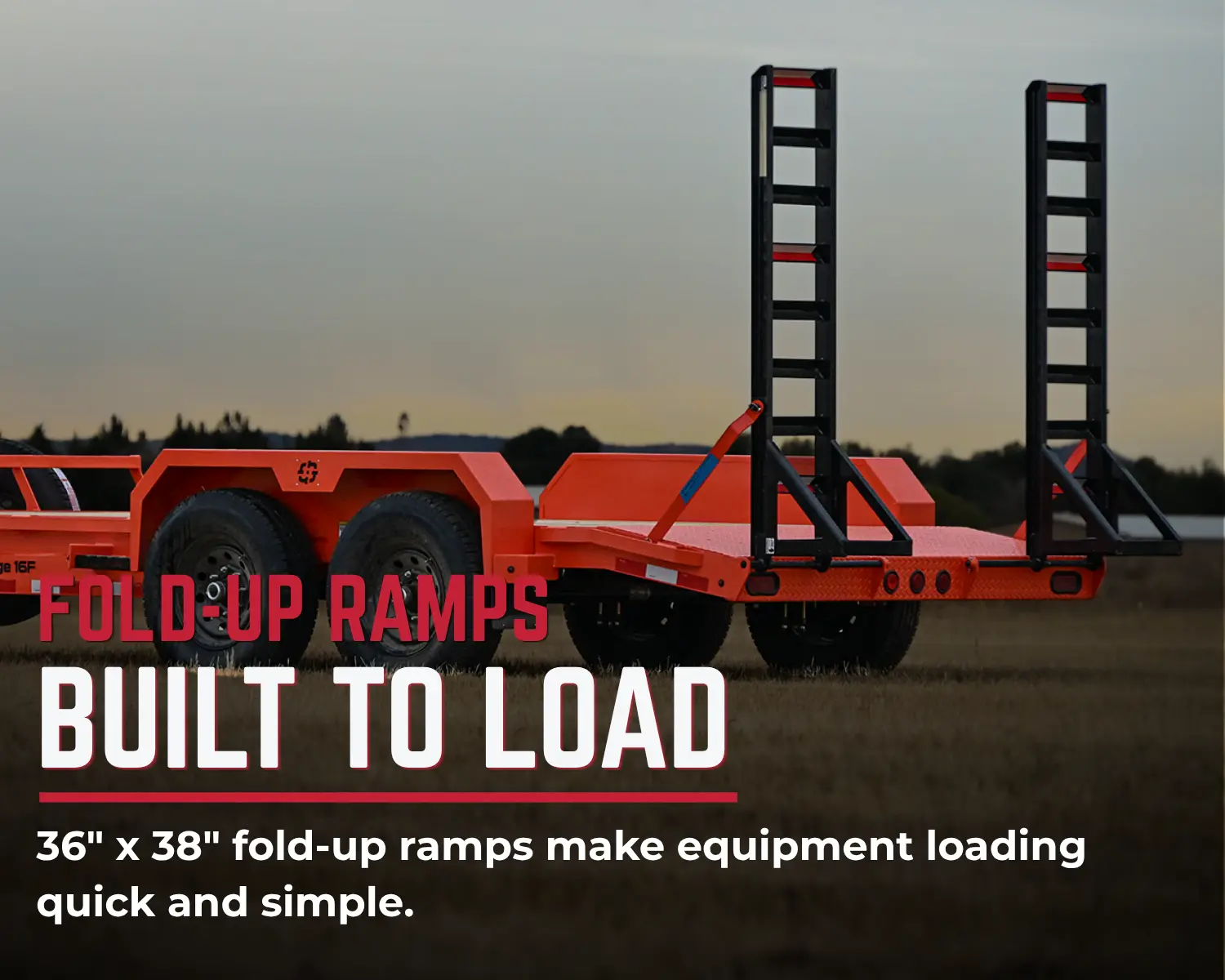 GAUGE-F with tandem 7,000-pound electric brake axles and fold-up ramps