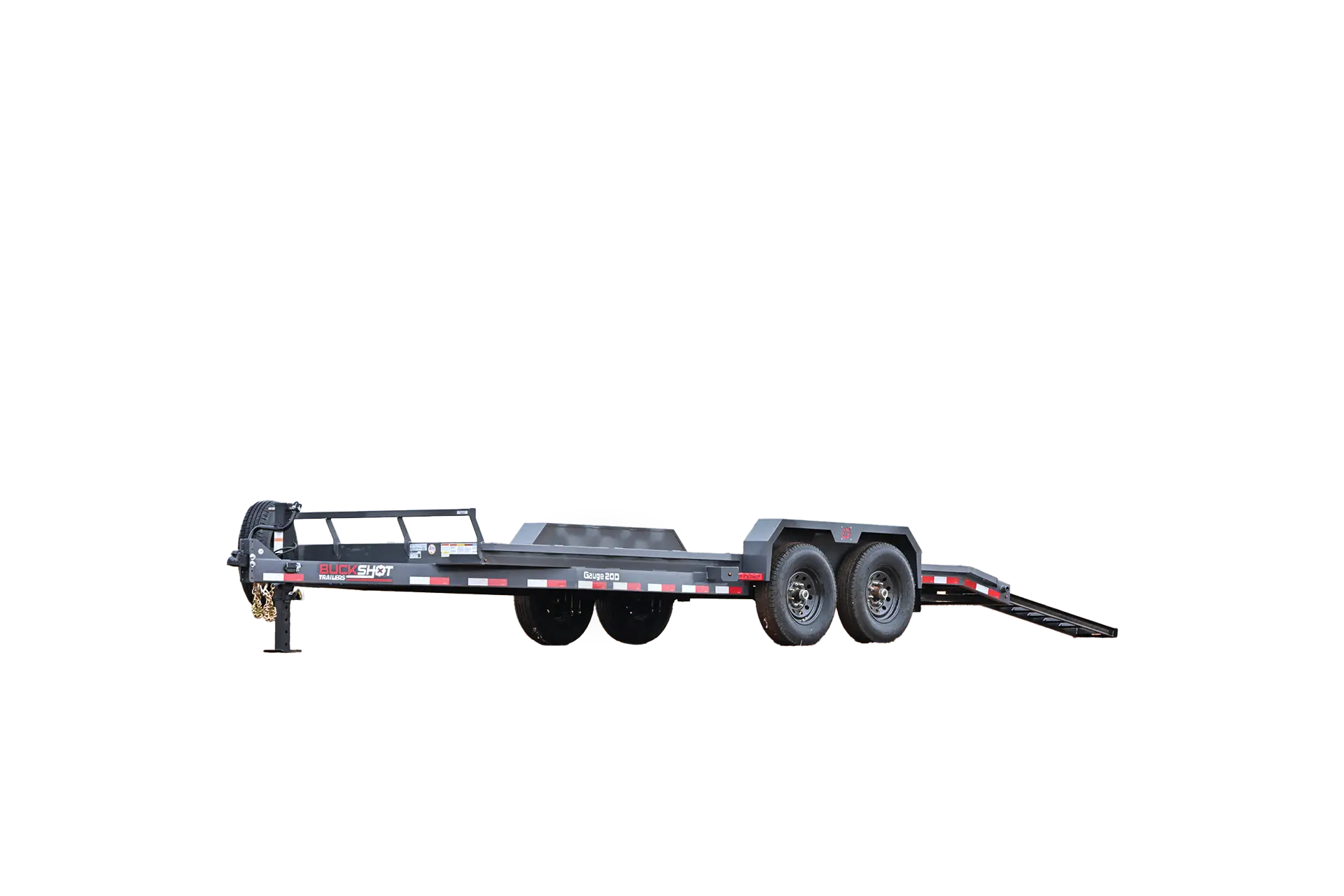 GAUGE-D Series bumper pull dovetail equipment trailer represented in GunMetal Gray