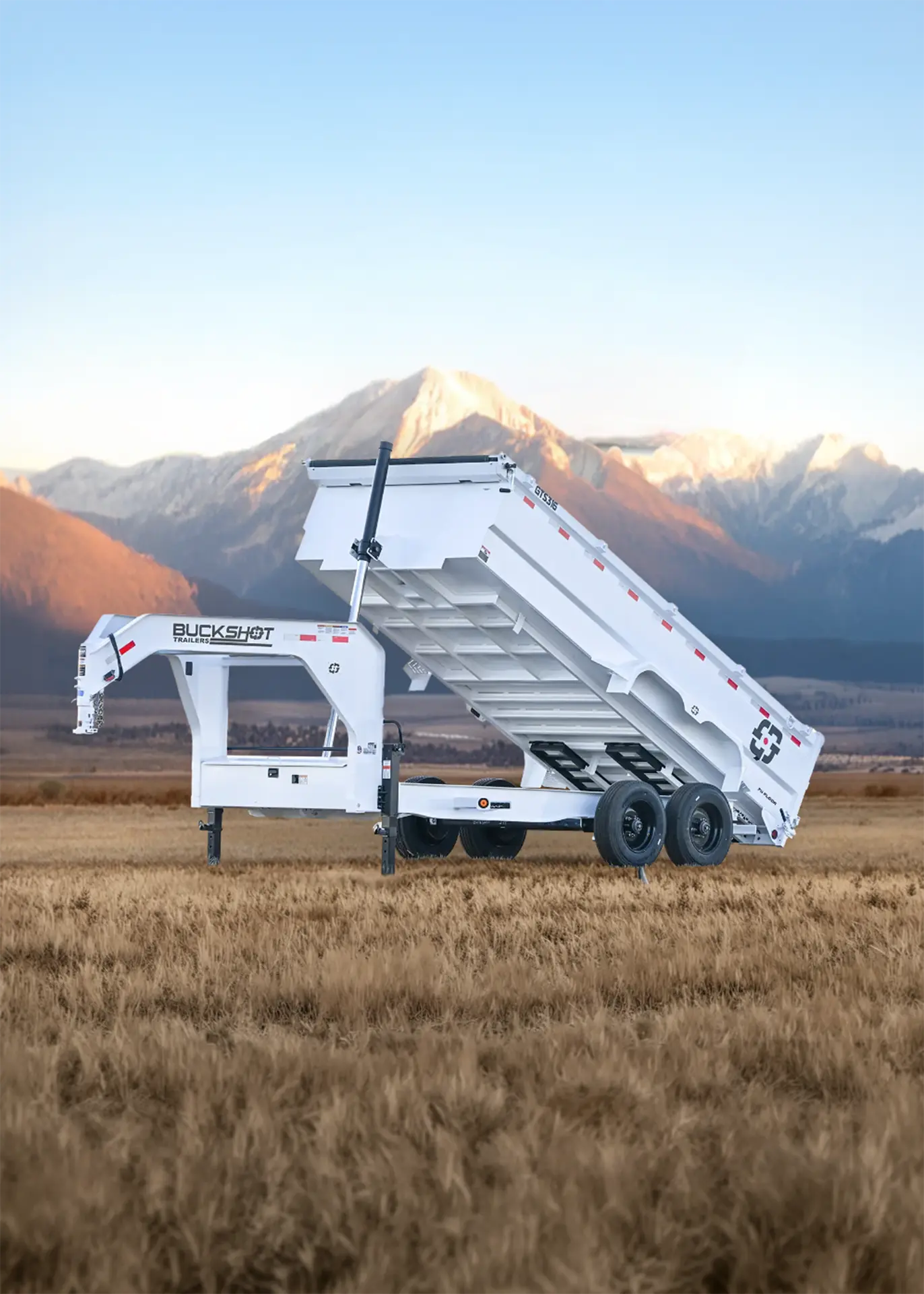 Buckshot GTS Series heavy-duty gooseneck dump trailer with 10K axles, represented by the GTS 316