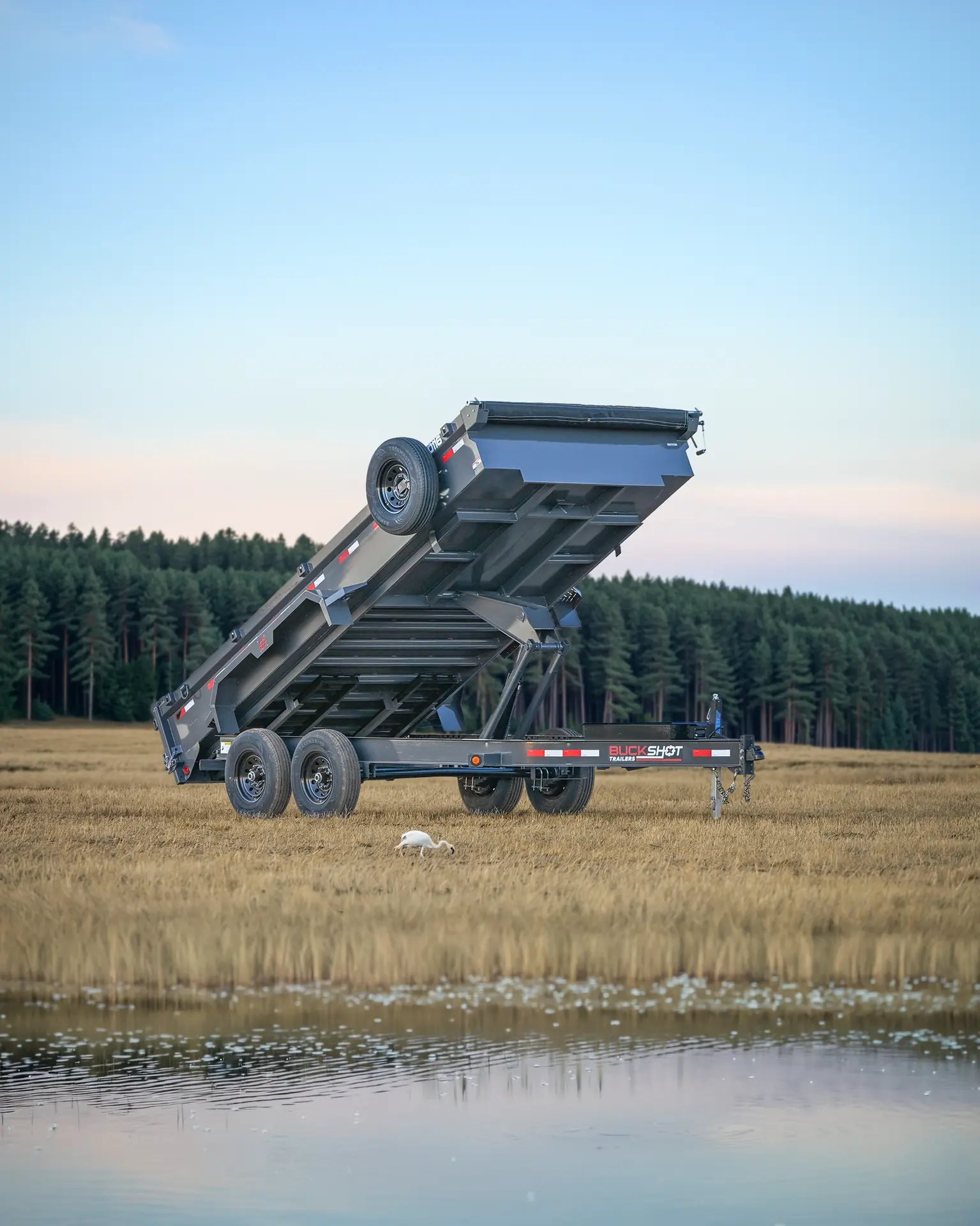 Buckshot BD Series bumper pull dump trailer with 7K axles, represented by the BD 116