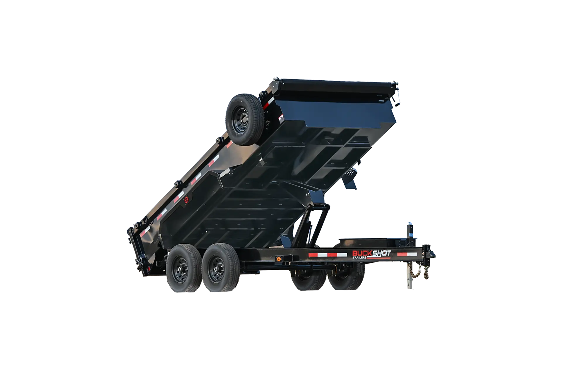 BD model line represented by a BD 214 bumper pull dump trailer in Mirror Black