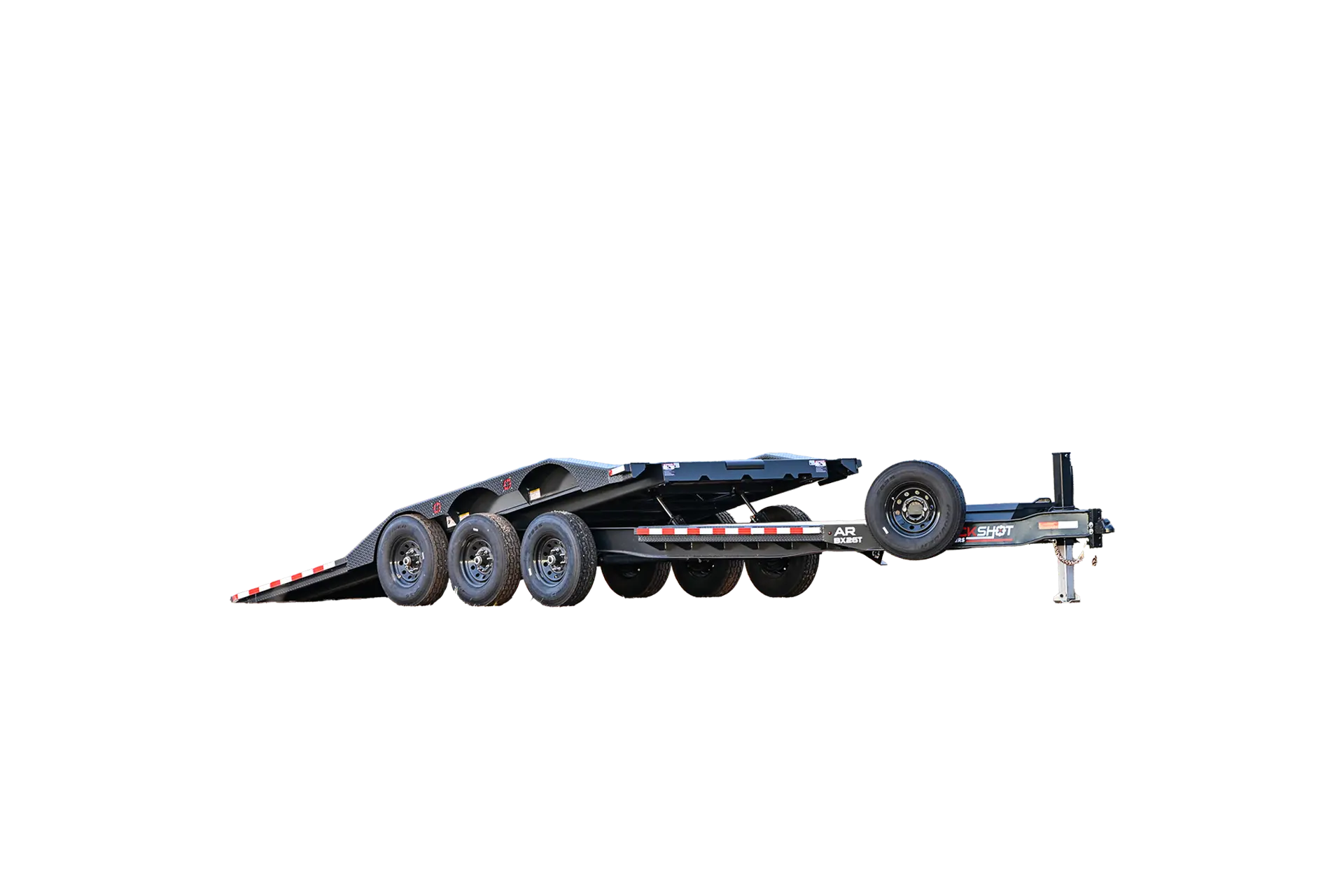AR B-XT Series triple axle bumper pull tilt equipment trailer represented in GunMetal Gray