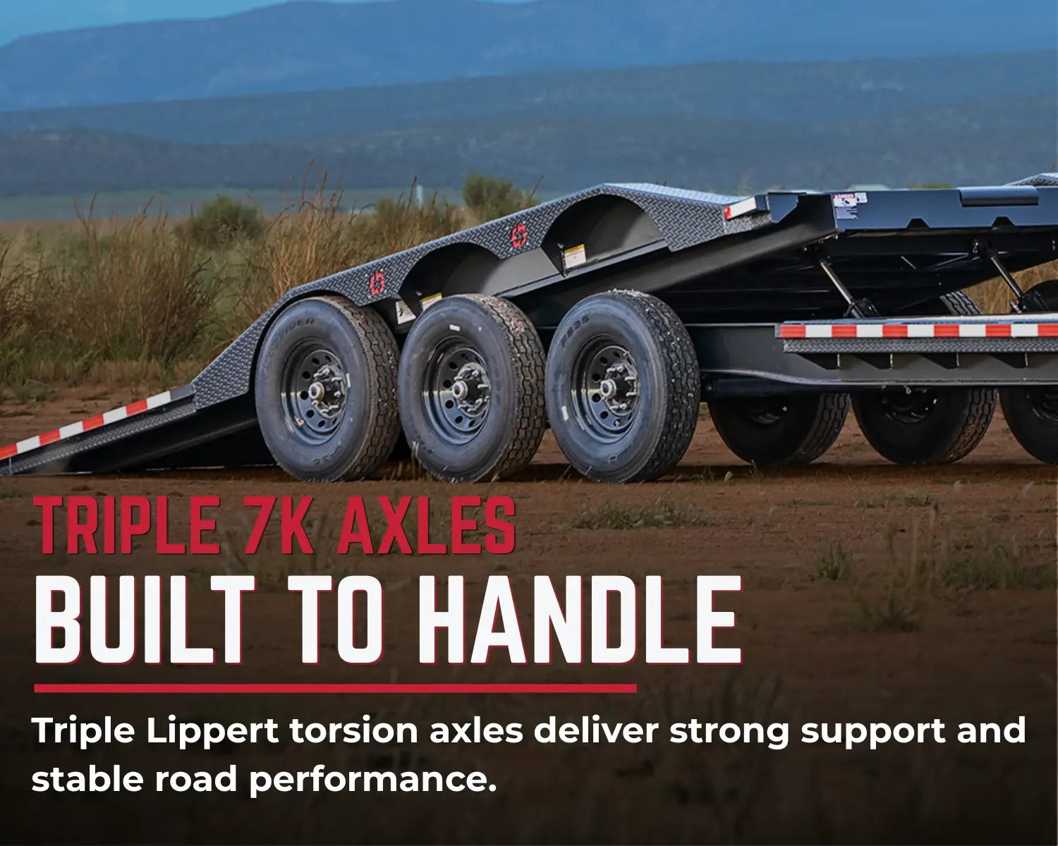 AR B-XT triple axle bumper pull tilt trailer engineered tongue and treated-pine deck