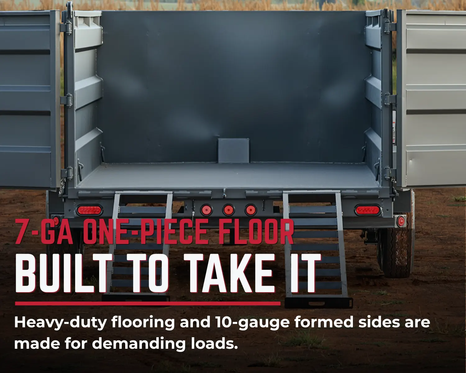 TLP dump trailer with a rugged 8-inch I-beam frame and telescopic lift