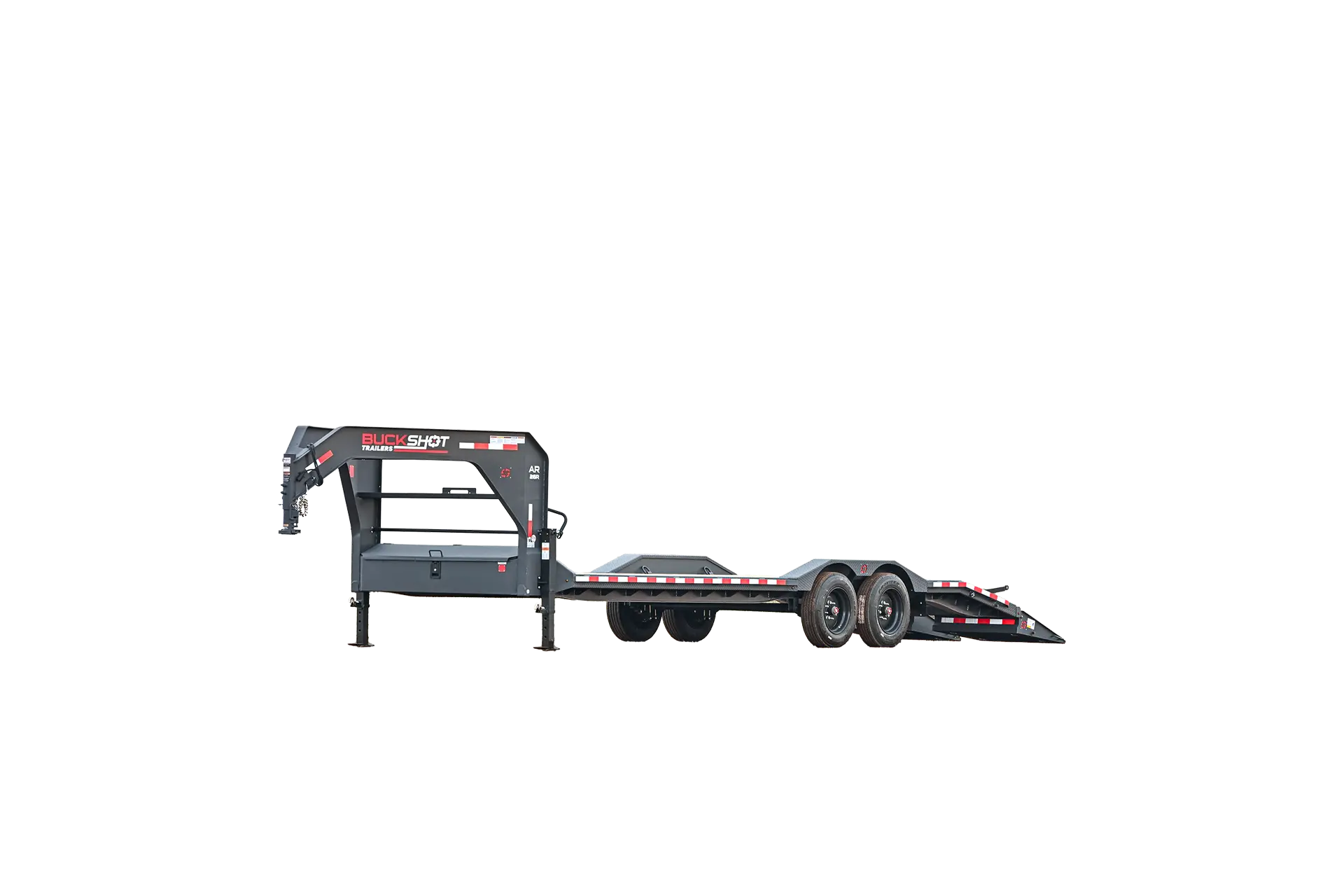 AR-R Series tandem-axle gooseneck equipment trailer represented in GunMetal Gray