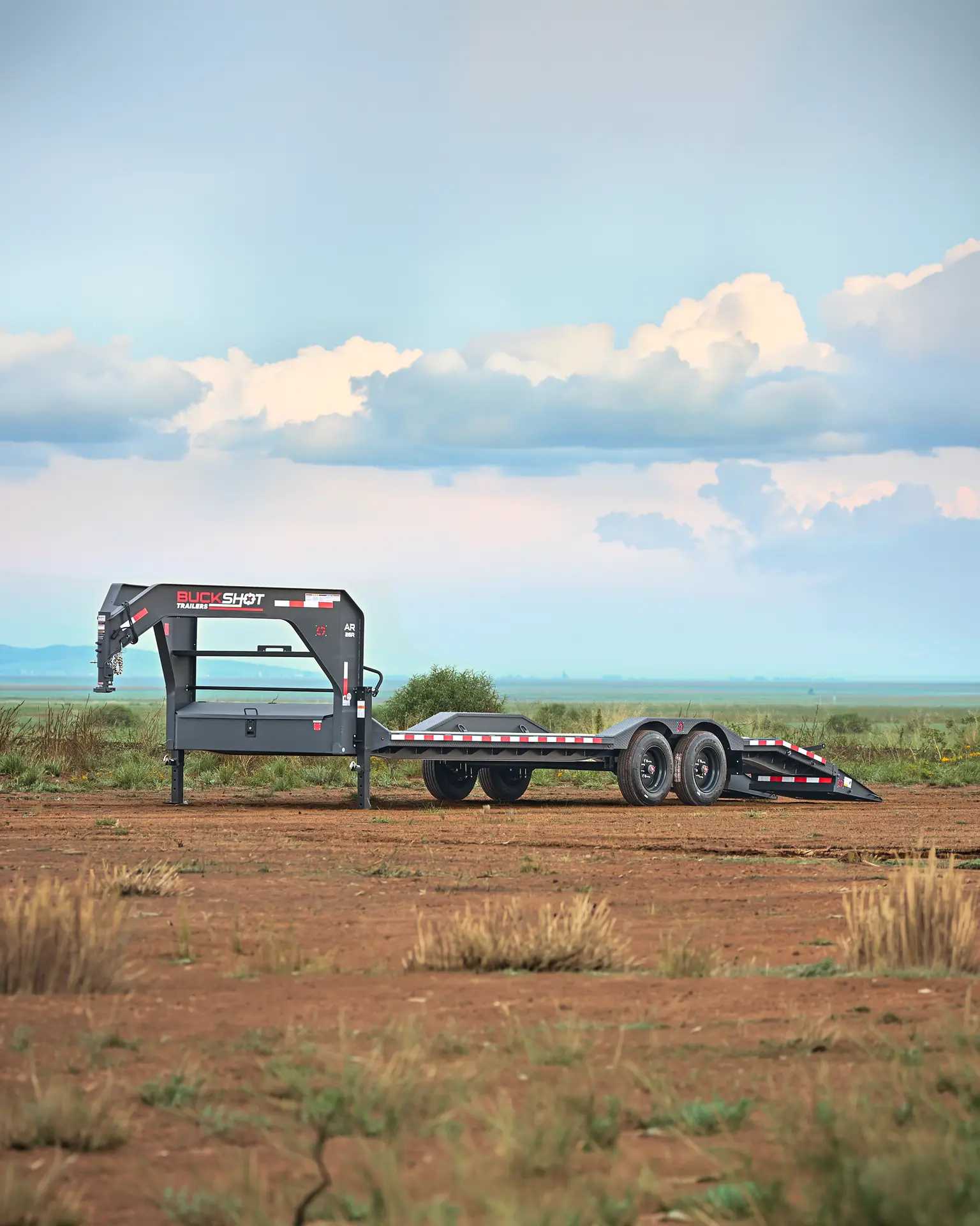 Buckshot AR-R Series gooseneck equipment trailer with tandem 7K axles