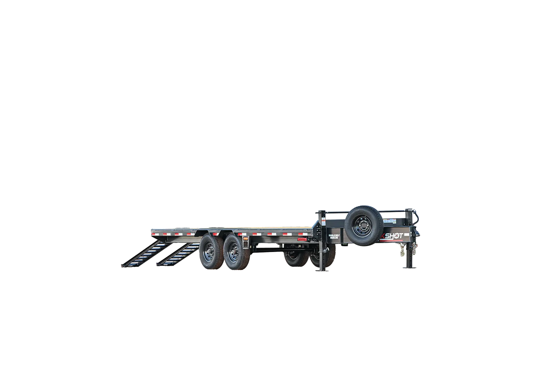Single Bolt B-S straight deckover bumper pull trailer in Mirror Black