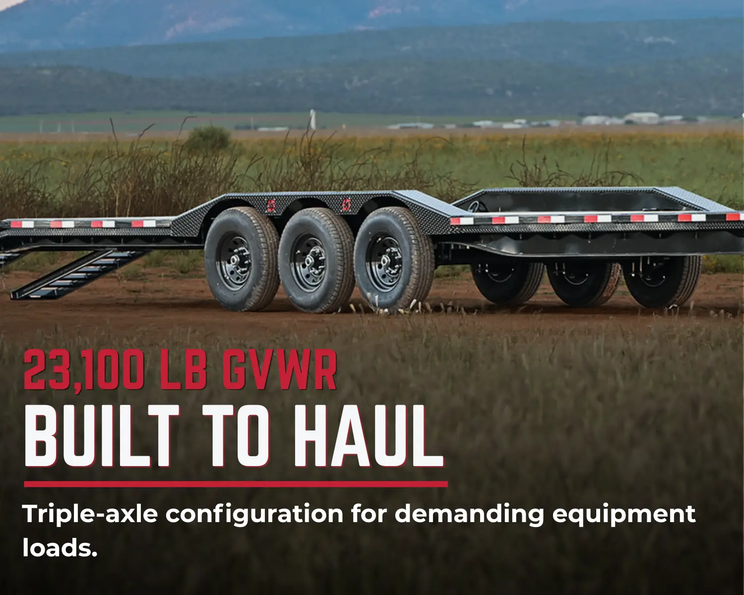 AR XD equipment trailer engineered gooseneck and treated-pine deck