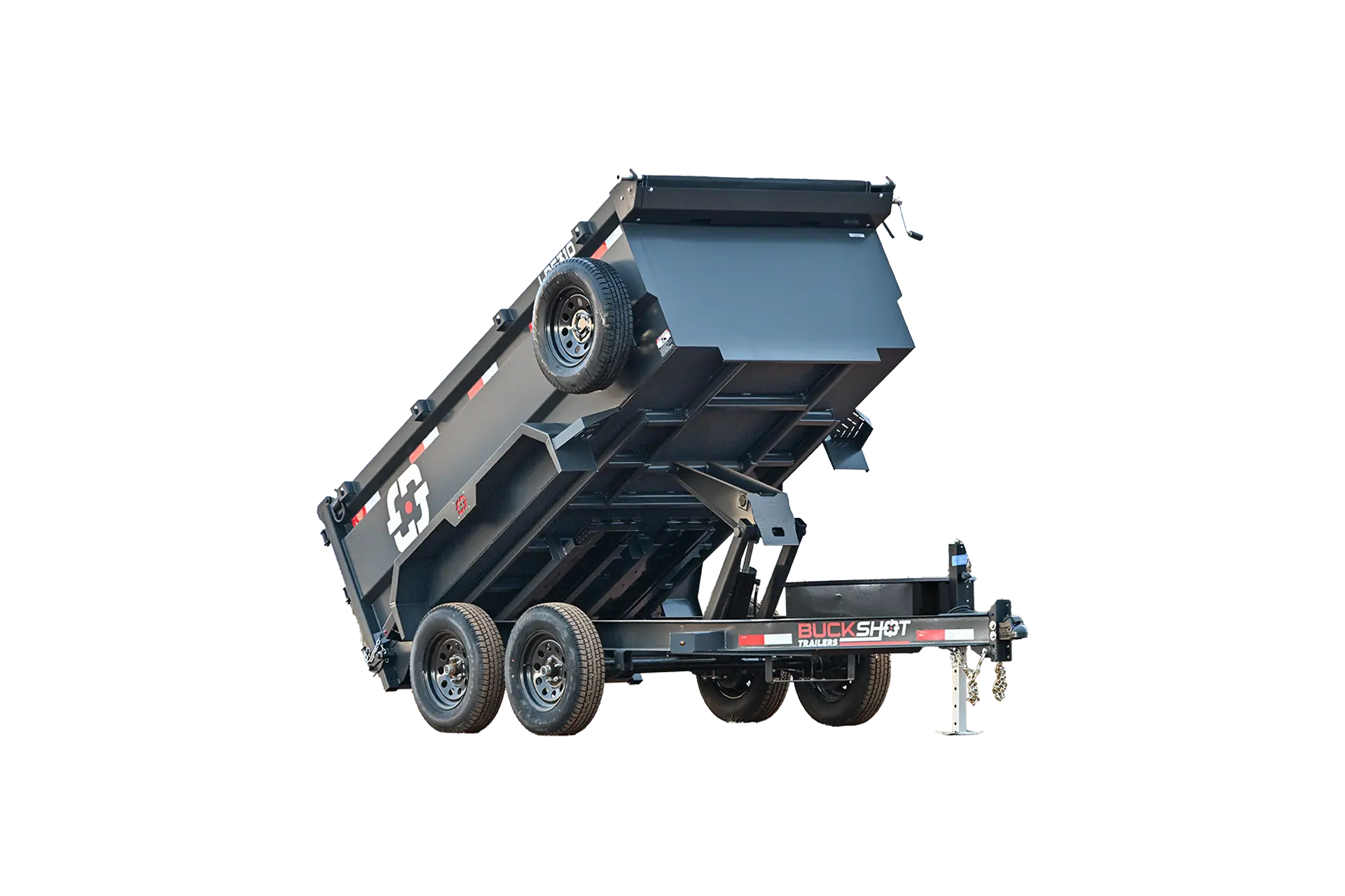 LPE Series compact bumper pull dump trailer in Gunmetal Gray