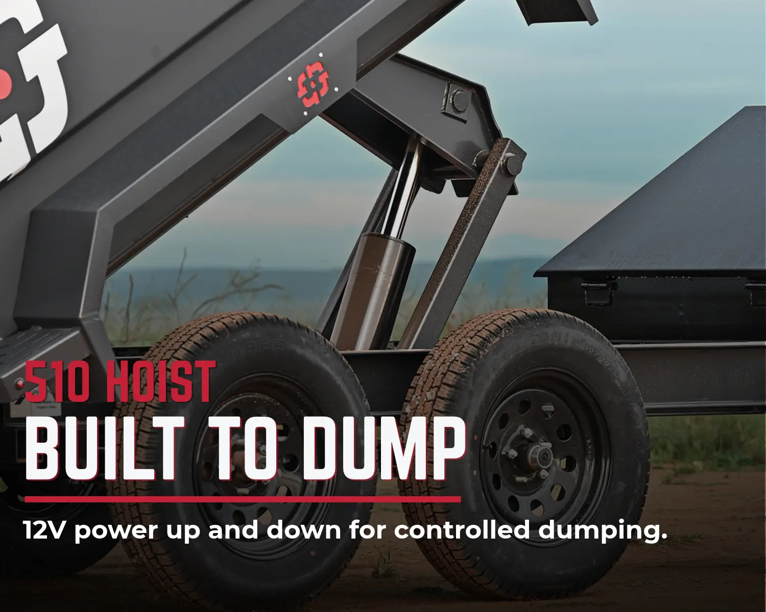 Bumper pull dump trailer prepared for hauling