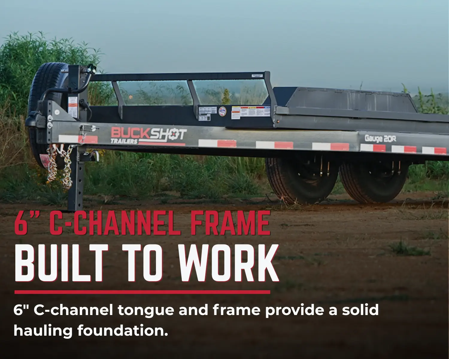 GAUGE-R equipment trailer with 6-inch C-channel tongue and main frame