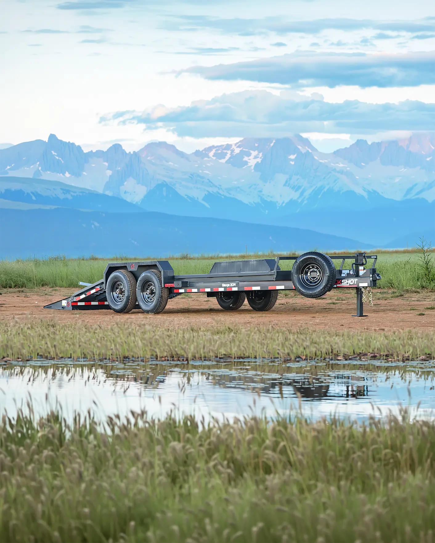 Buckshot GAUGE-R Series bumper pull equipment trailer with AR Mega Ramps and tandem 7K axles