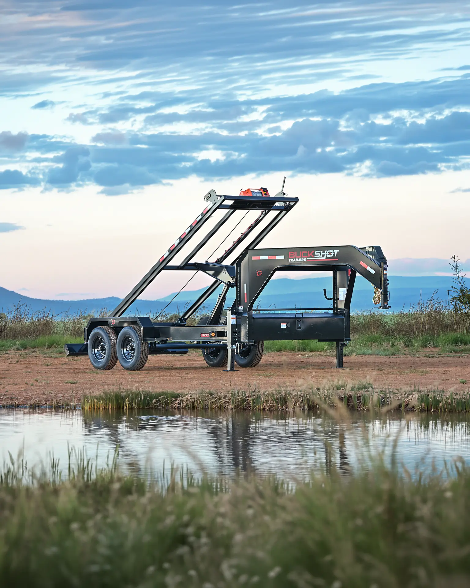 Buckshot SHELL Series gooseneck roll-off trailer with 7K axles