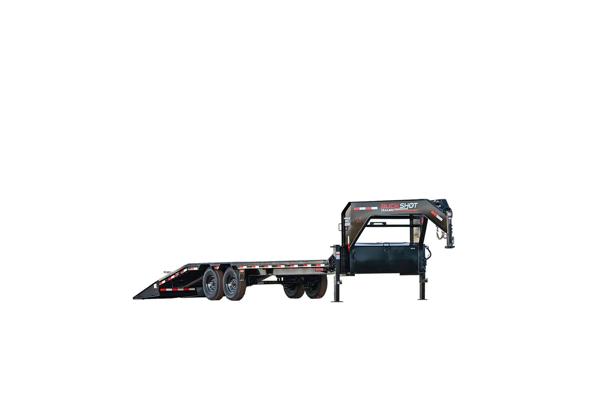 Single Bolt-R gooseneck deckover trailer represented in Mirror Black